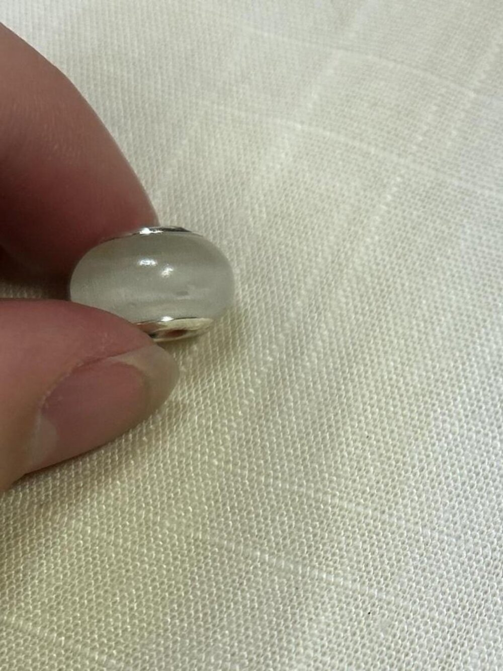 925 Sterling Silver Murano Glass Charm Beads White Set of 5